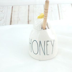 Rae Dunn By Magenta Artisan Collection White Ceramic Farmhouse Honey Pot